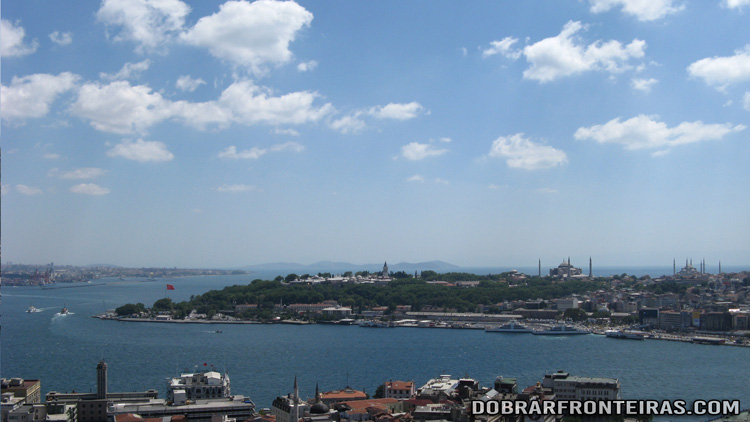 Colina de Sultanahmet vista da torre Galata, Istambul