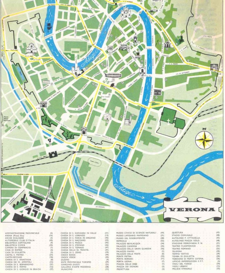 Mapa turistico de Verona, Itália