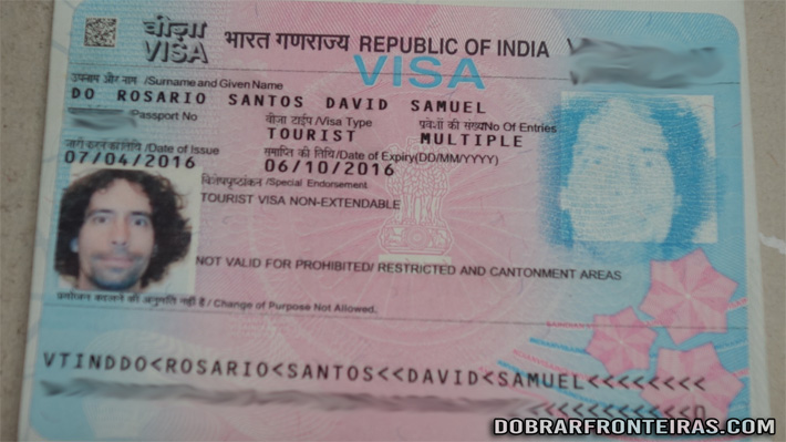 O meu visto para a Índia